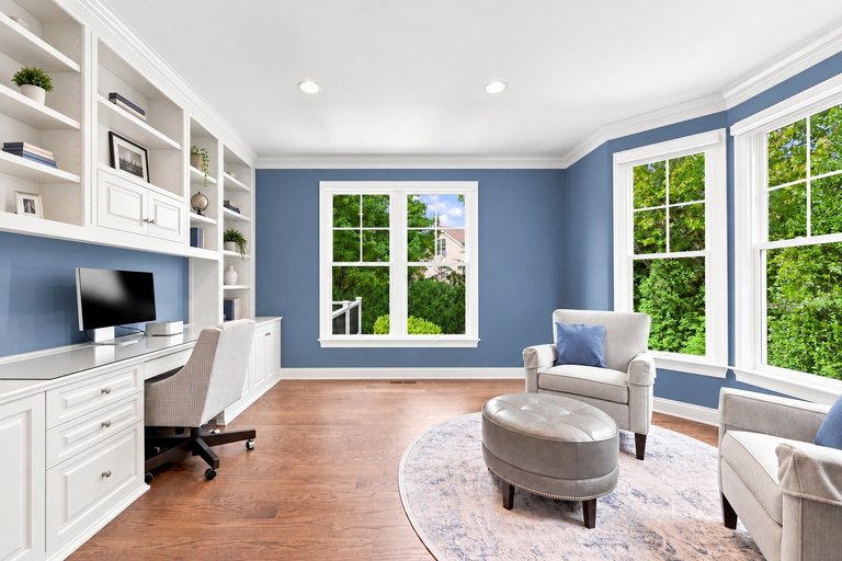 Main level office with built-ins